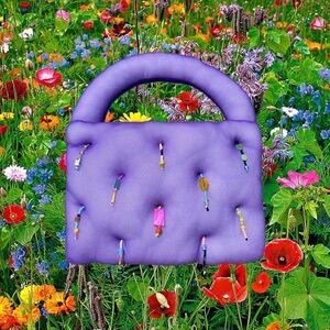marshall columbia plush purse - purple puffy handbag artist made one of a kind